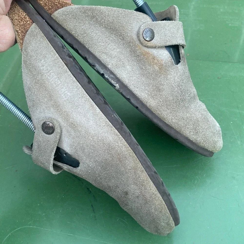 Birkenstock Boston Suede Clogs Taupe Mens Size‎ 41 M8 L10 Adjustable Strap